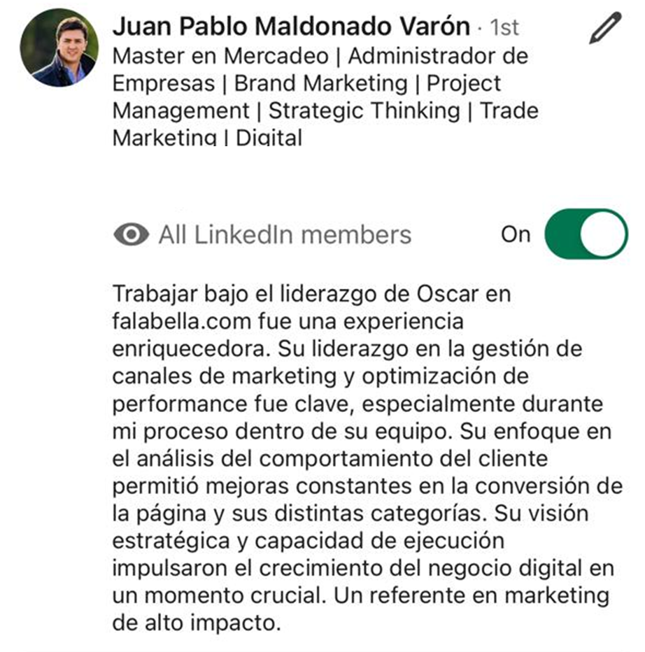 REcomendacion Juan Pablo